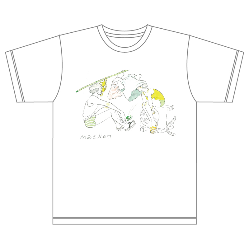 たなかみさきイラストtシャツ 洗濯 白 前野健太 Maeno Kenta